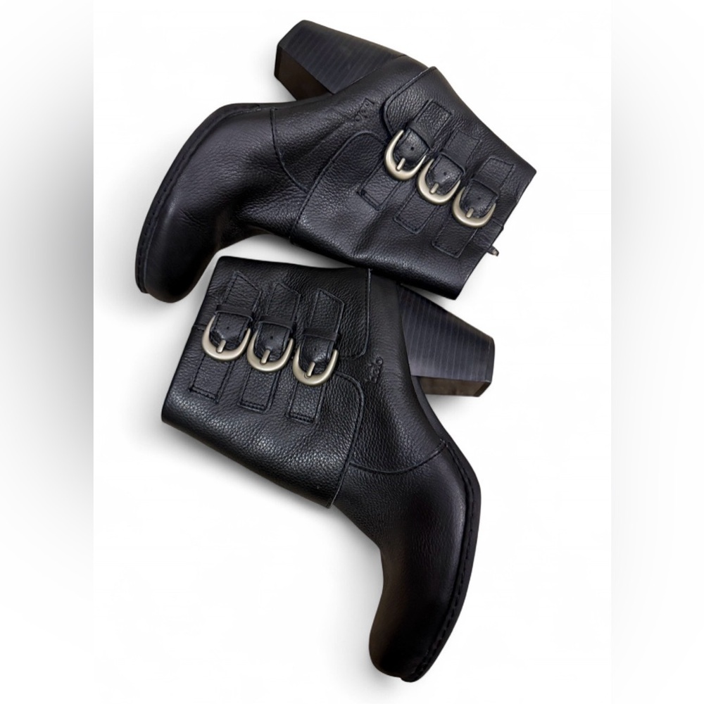Elegant Black Buckle Ankle Booties